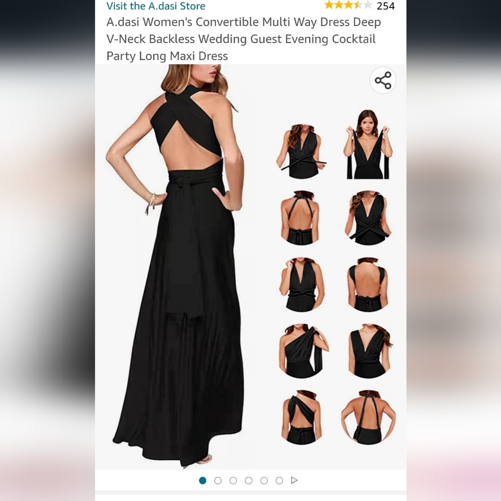 Black Maxi Convertible Beach, Wedding, Gown, Boho